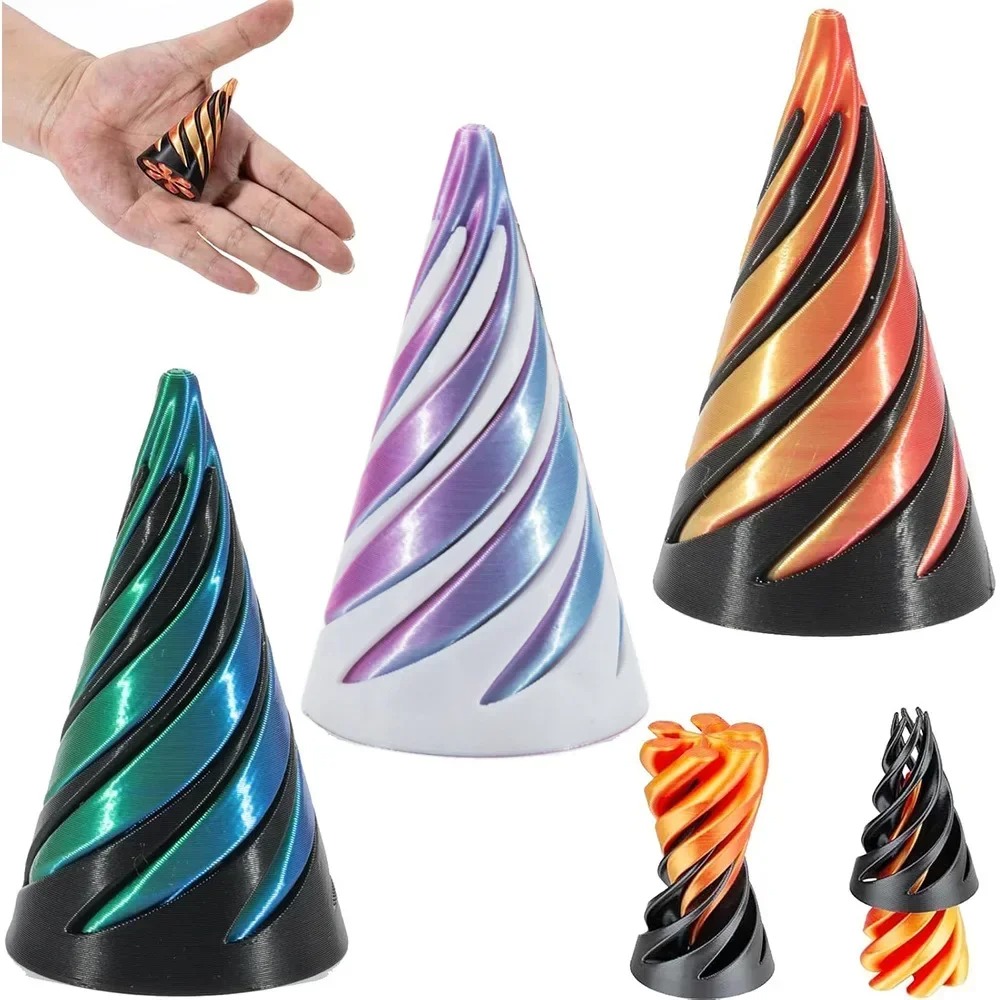 3D Printing Objects - Brinquedo de Cone Espiral Impresso em