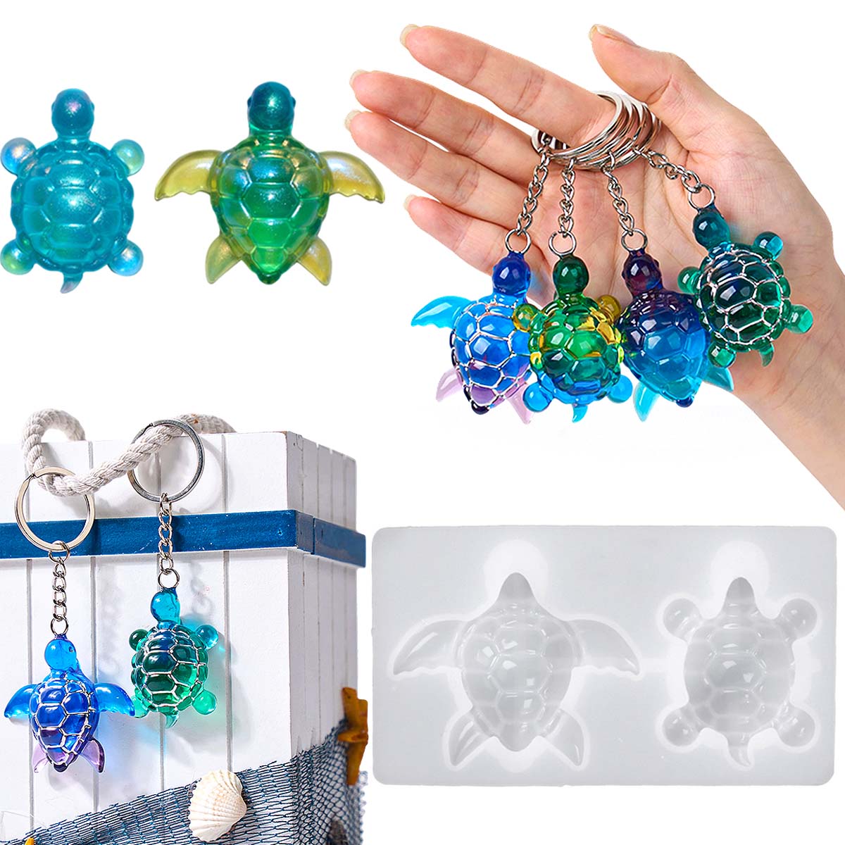 3D Printing Epoxy Resin - 3d tartaruga do mar chaveiro molde